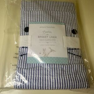 Pottery Barn Kids Striped Basket Liner in Blue and White